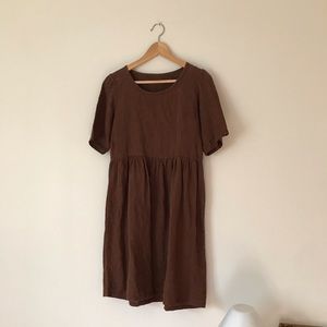 Handmade Brown Linen Dress